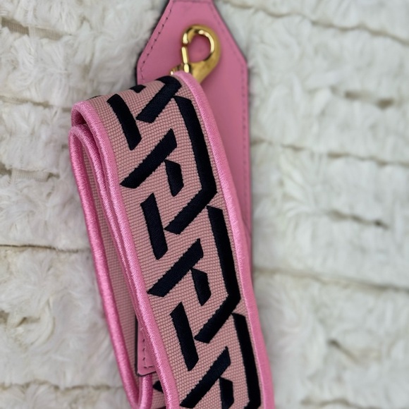 Versace Pink Nylon Leather La Greca Signature Embroidered Medusa Strap - Picture 8 of 13